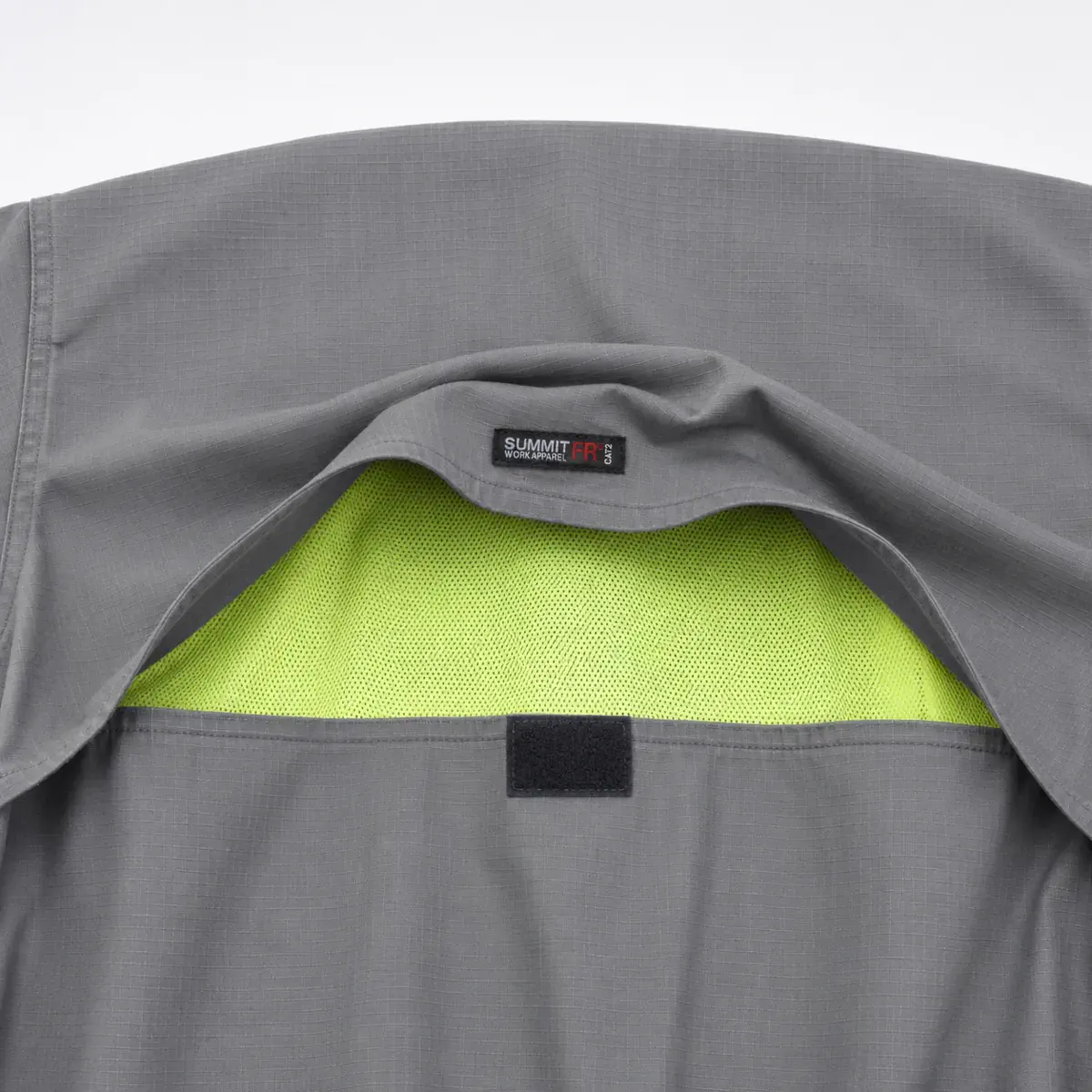 Summit Breeze® Inherent Blend Triple Vented FR Shirt — Gray — Rear mesh