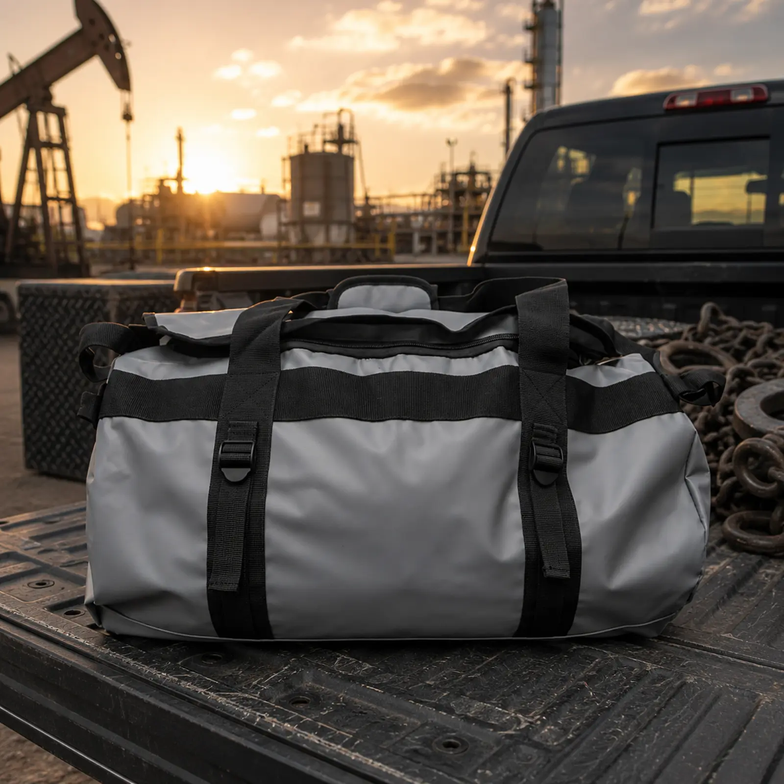 Summit All Weather Duffle — Grey — In use