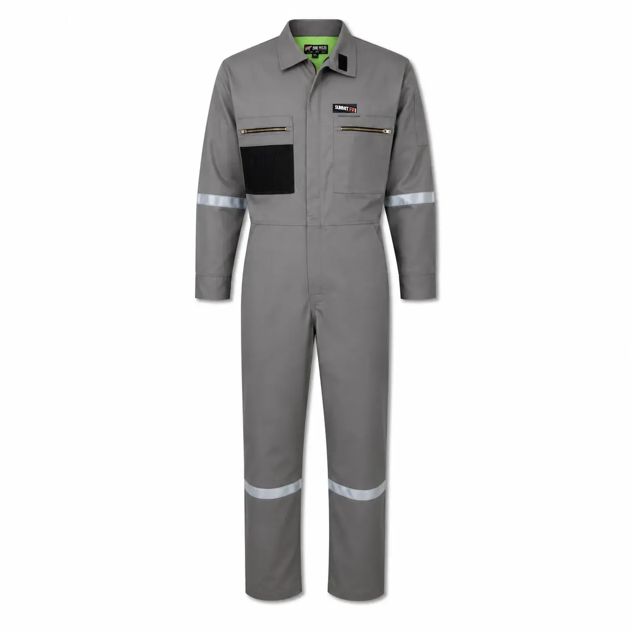 Summit Breeze® FR Vented Coverall — 7 oz. 100% FR Cotton, Silver Reflective Tape, Grey