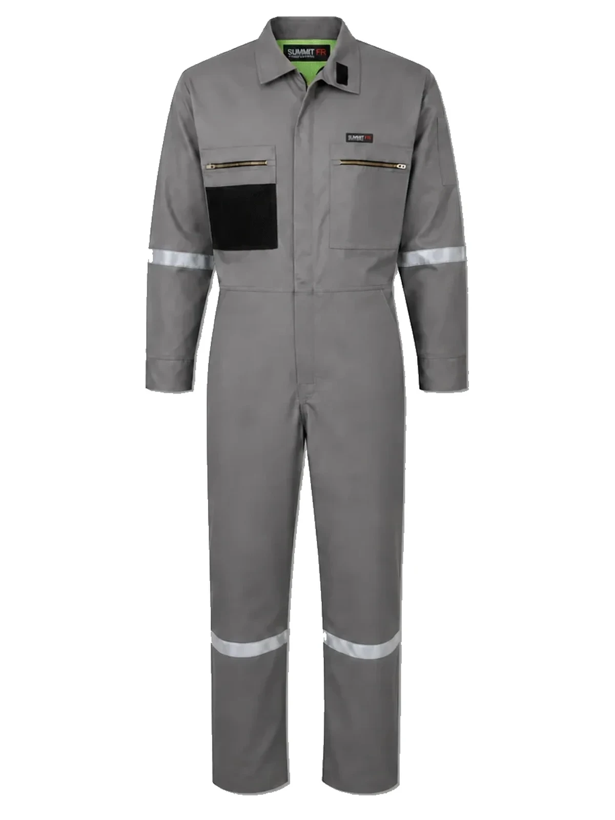 Summit Breeze® FR Triple Vented Coverall — 7 oz. 100% FR Cotton, Silver Reflective Tape, Gray