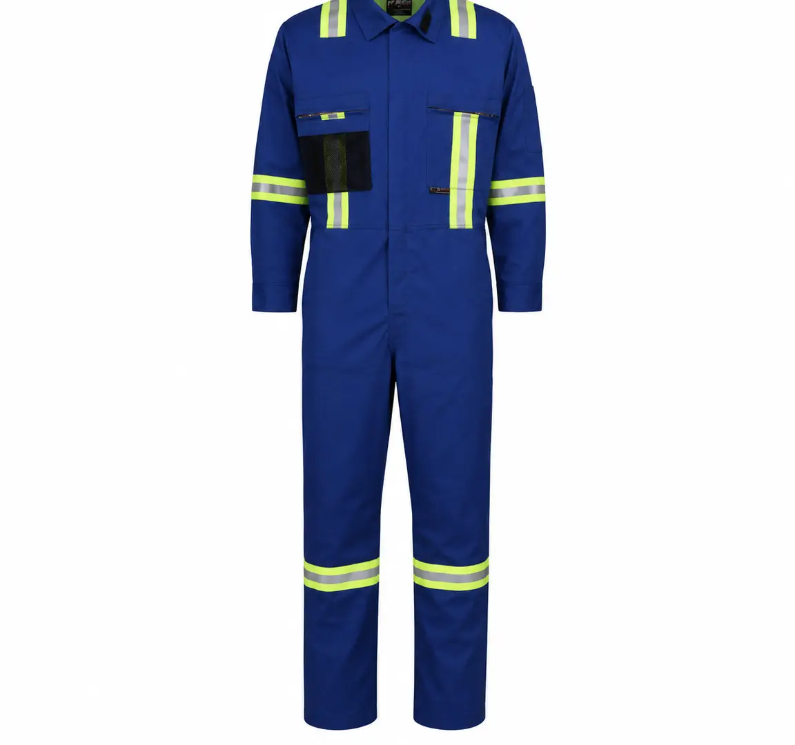 Summit Breeze® FR Vented Coverall — 7 oz. 100% FR Cotton, Silver Reflective Tape, Royal Blue