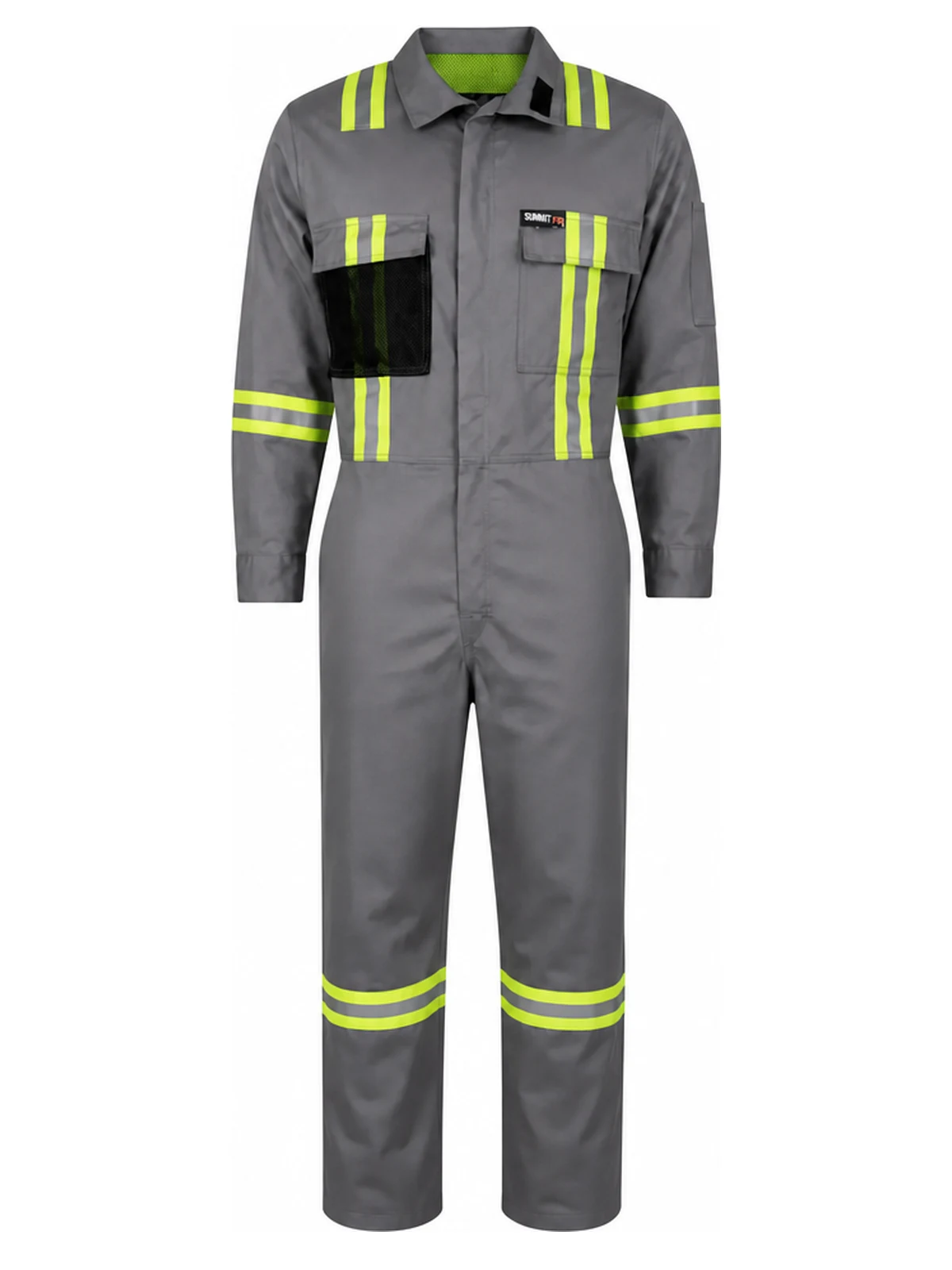 Summit Breeze® FR Cotton Triple Vented Coverall — 7 oz. 100% FR Cotton, Triple Trim Reflective Tape, Gray