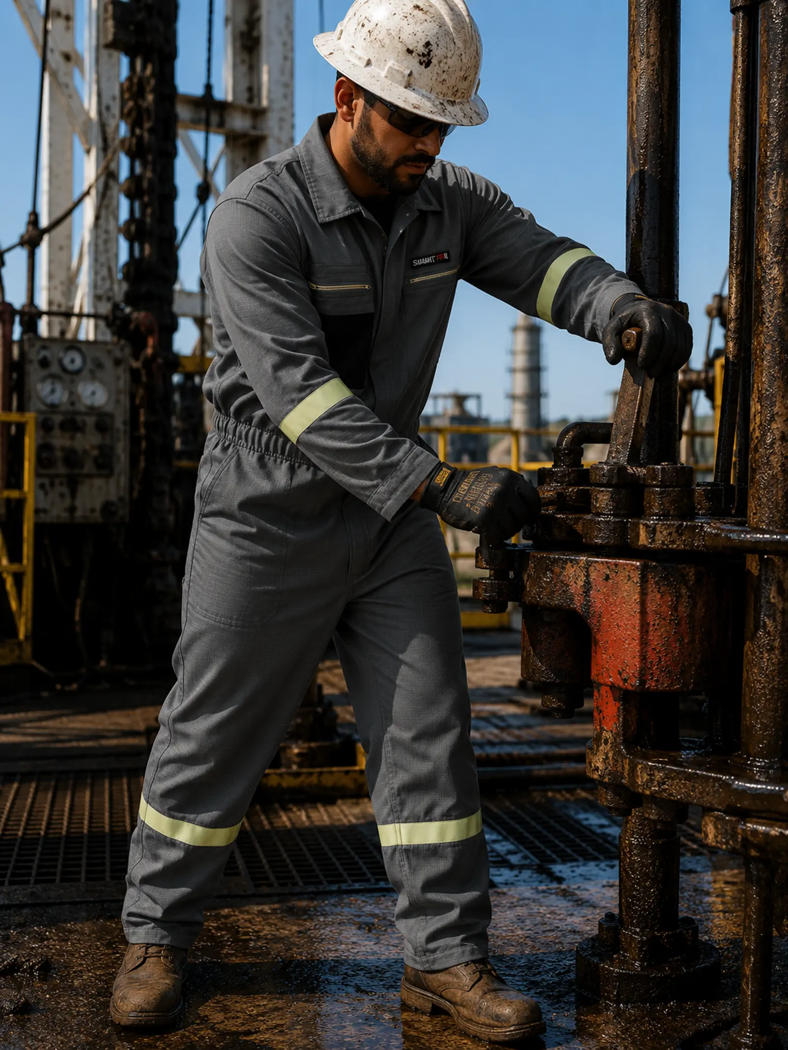 Summit Performance® FR Deluxe Coverall — Inherent Blend, Gray — Worn