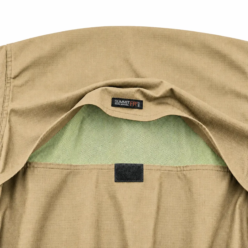 Summit Breeze® FR Vented Coverall — Inherent Blend, 5.5 oz. Ripstop, Reflective Tape — Rear mesh